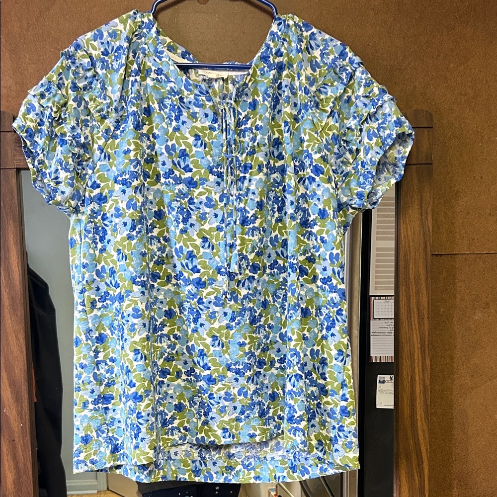 Floral Blue and Green Women's Top